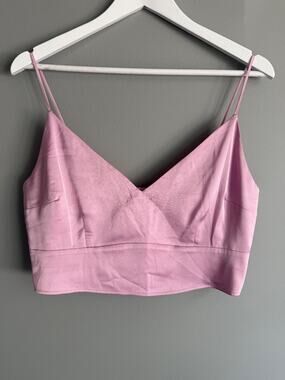 Abercrombie & Fitch Satin Cami Crop Top L NWT Mauve V-Neck Quiet Luxury Coquette